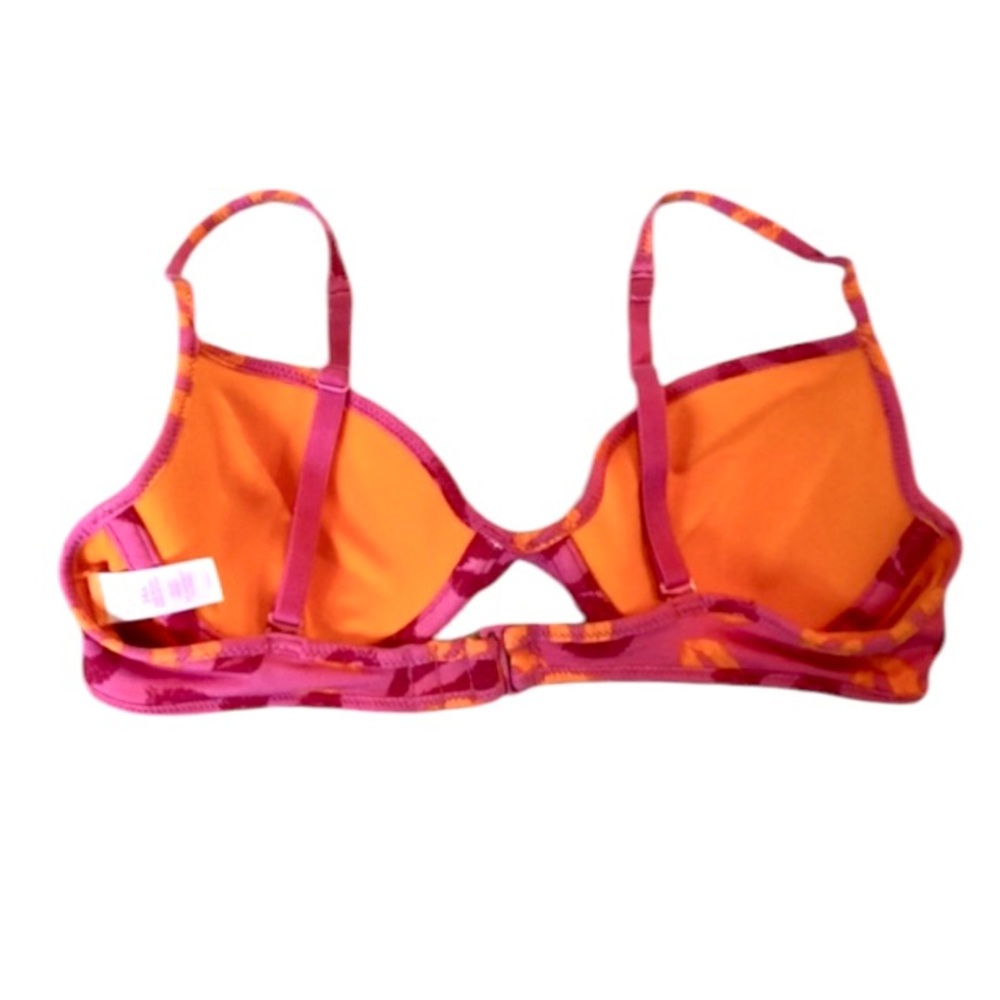Flirtitude Kiss Print Bikini Top Pink and Orange Lips Swim Top Swimsuit Bra 34A - Picture 9 of 11